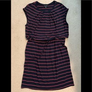 Banana Republic Navy and Orange stripe dress